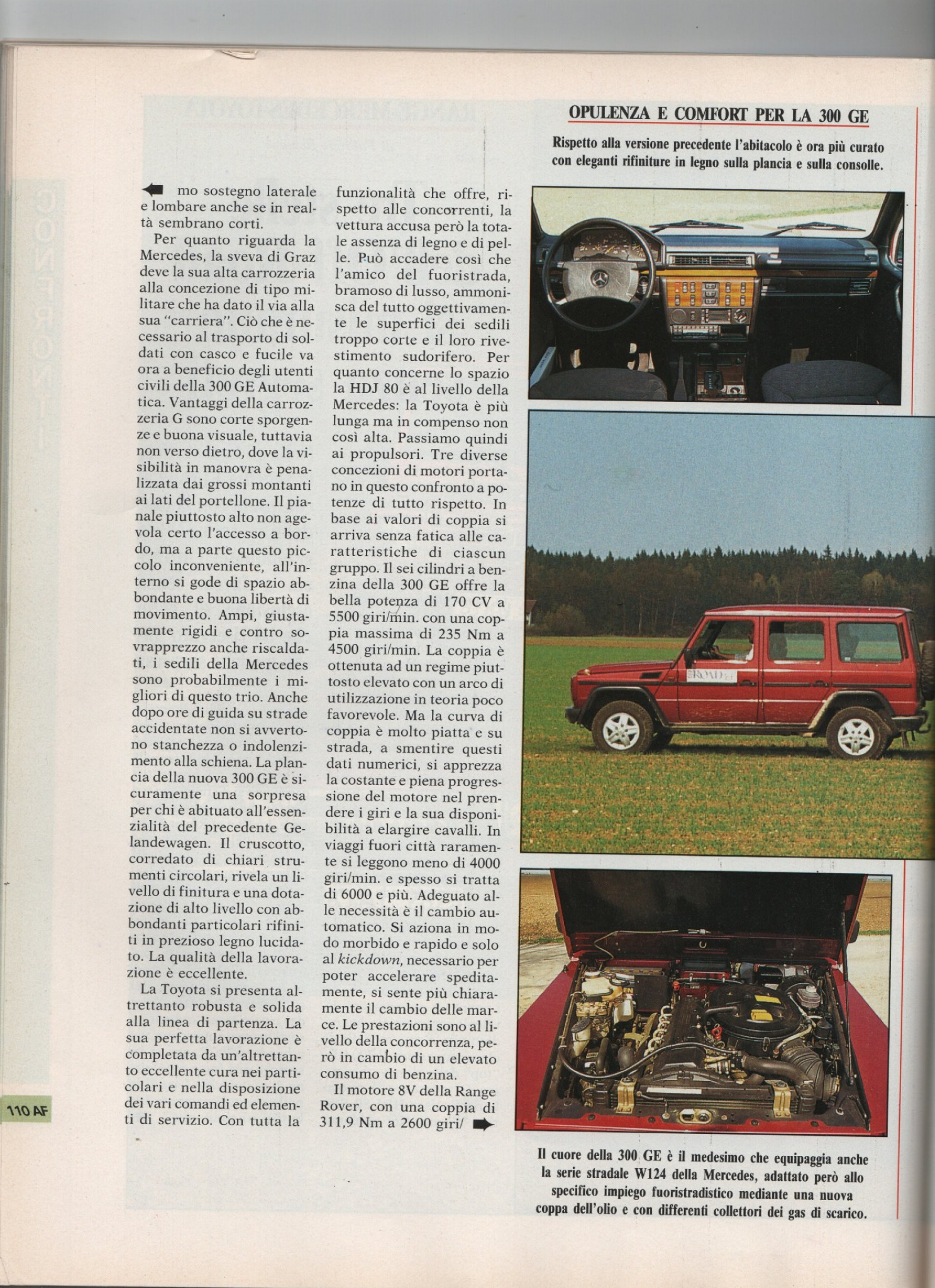 Scansione originale della pagina AF 110, Auto in Fuoristrada novembre 1991