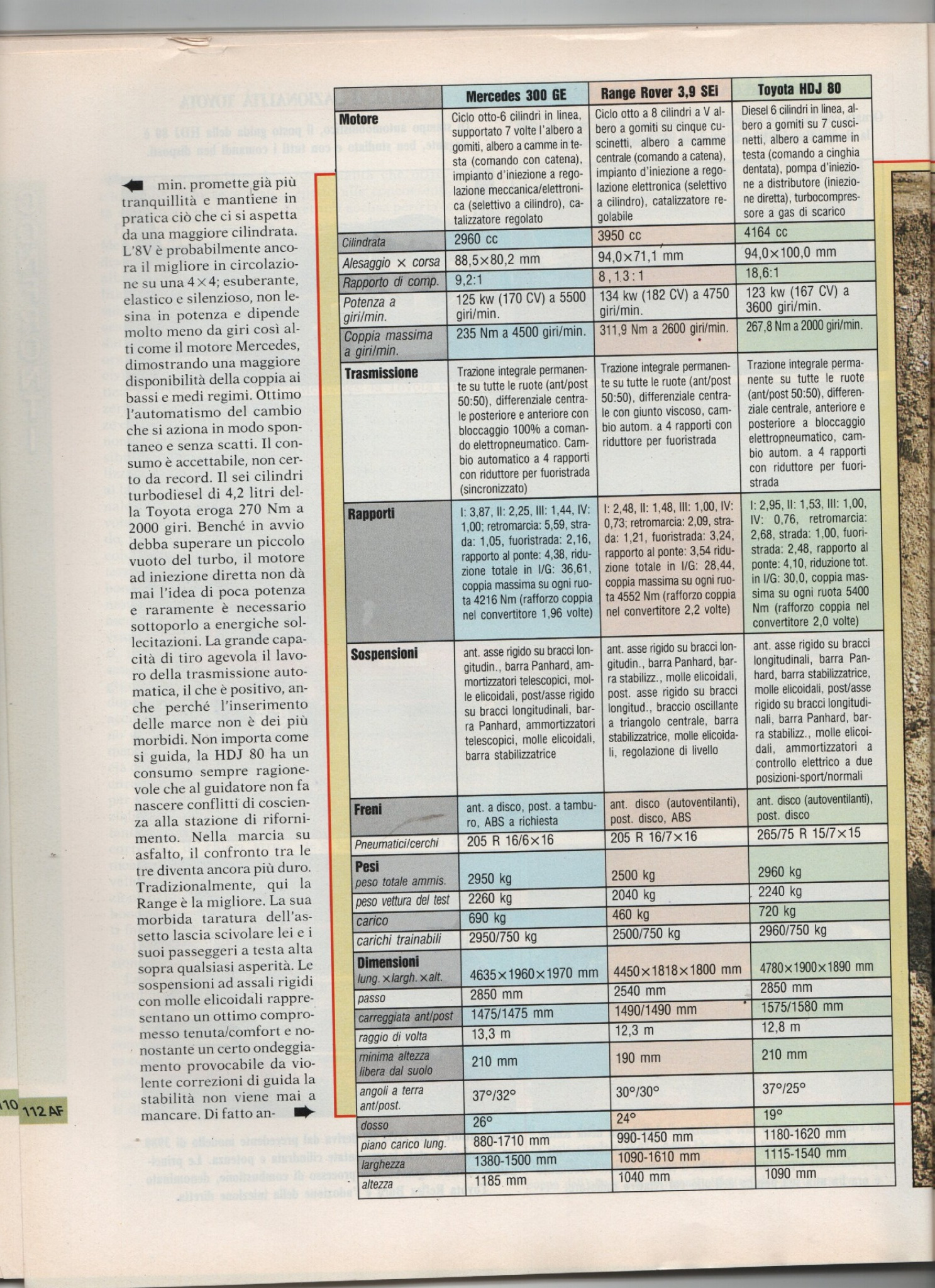 Scansione originale della pagina AF 112, Auto in Fuoristrada novembre 1991