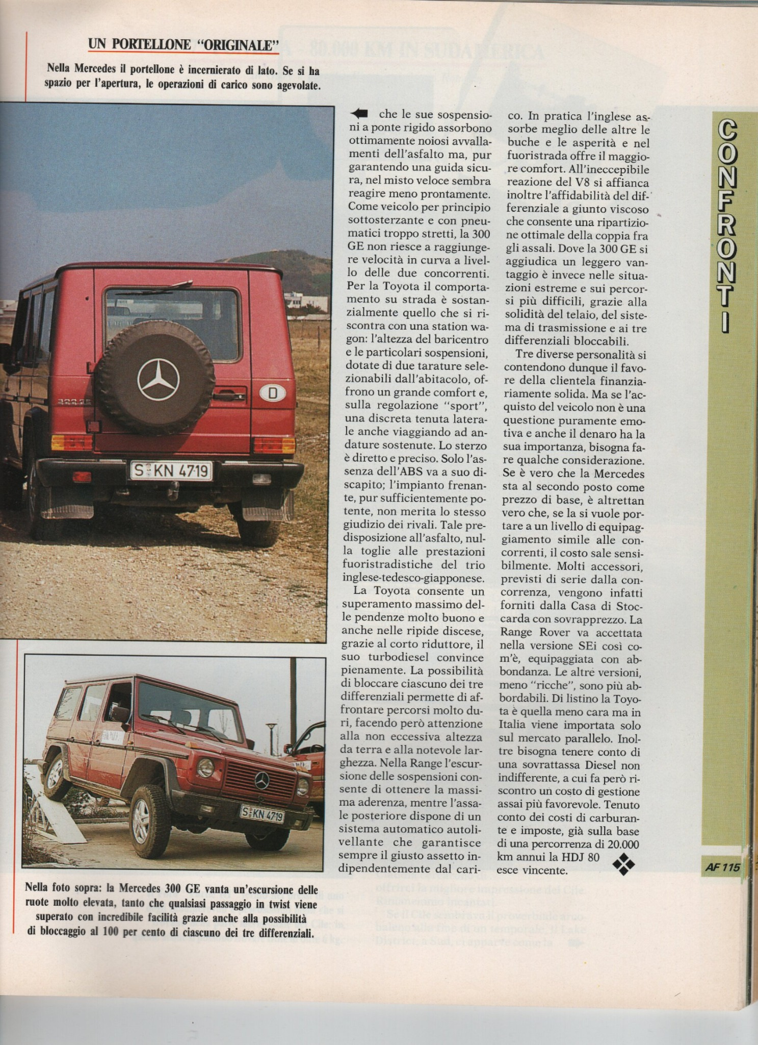 Scansione originale della pagina AF 115, Auto in Fuoristrada novembre 1991