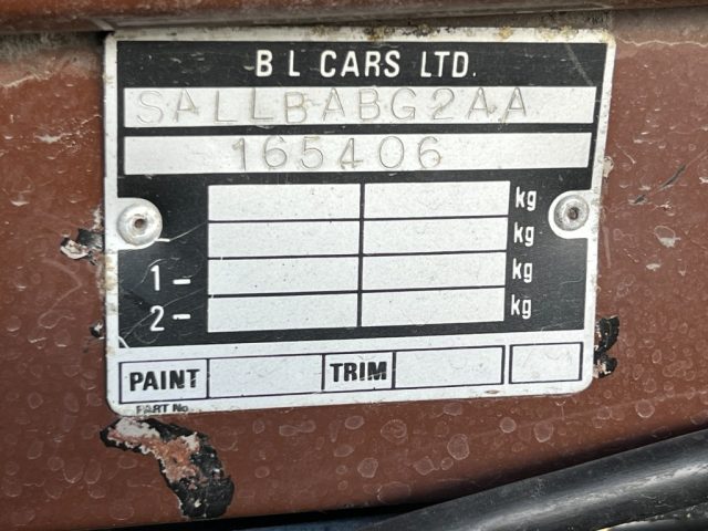 Targhetta identificativa del telaio Land Rover